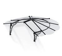 Canopia by Palram Auvent de porte d'entrée Iris 2.2m² Marquise de Porte, Protection Contre la Pluie et le Soleil pour Maison, (Noir)