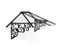 Canopia by Palram Auvent de Porte d'entrée LilyXL 88x216cm Marquise de Porte, Protection Contre la Pluie et Le Soleil pour Maison, Gris Blanc Transparent