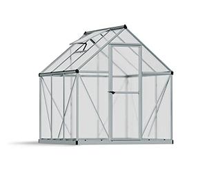 Canopia by Palram Mythos Serre de Jardin- Polycarbonate Protégé Contre Le Solaire et Cadre en Aluminium, Base Inclue - Argent