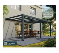 Auvent de terrasse Stockholm Palram - Canopia 3,4 x 5,9 m alu gris