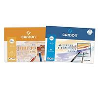 Canson - 1 Minipack A4 de 10 feuilles Dessin Basik 130 g et 1 Minipack A4 de 6 feuilles Aquaela Basik 370 g