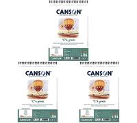 Canson 48990 Bloc Spirale C Grain Croquis Dos Très Rigide 180G A4+ Papier Assorties (Lot de 3)