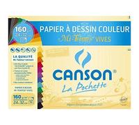 Canson - 526016 - Pochette De 12 Feuilles Papier Dessin - 160 G - 24 X 32 Cm - Assortis Vifs