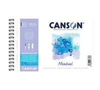 CANSON AQ Montval Torchon Aquarelle, 270 g/m², 12 Feuilles par bloc"Spirale sur le côté court blanc 13.5 x 21 cm weiß