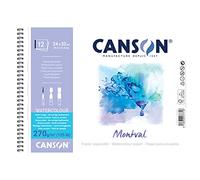 Canson-Infinity Papier aquarelle Montval Torchon 270 g/m² 12 feuilles 24x32 cm spirale côté court