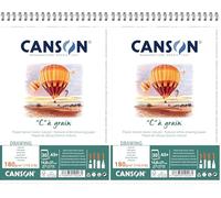 CANSON "C" à grain - Bloc 30 feuilles de papier dessin - 14,8 x 22,7 cm - 180 g/m² - Blanc naturel, A5 (Lot de 2)