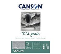 CANSON 'C' à Grain - Bloc 30 feuilles de papier dessin A4 - 250g/m² - Gris chiné