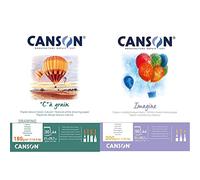 CANSON "C" à Grain - Bloc 30 feuilles de papier dessin - Grain fin - A4-180g/m² - Blanc naturel & Imagine - Bloc 50 feuilles - Papier multitechnique - Grain léger - A4-200g/m² - Blanc