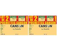 CANSON C à Grain - Lot 2 pochettes 12 feuilles de papier dessin blanc 24x32 125g/m² (Lot de 2)