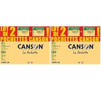 CANSON C à Grain - Lot 2 pochettes 12 feuilles de papier dessin blanc 24x32 180g/m² (Lot de 2)
