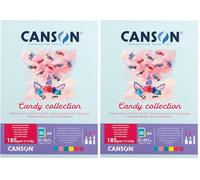 CANSON Candy Collection - Bloc 30 feuilles de papier loisirs créatifs A4 185g/m² 6 couleurs assorties (Lot de 2)
