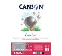 CANSON Colorline - Bloc 25 feuilles de papier dessin couleur A3 - 150g/m² - Assortiment de gris