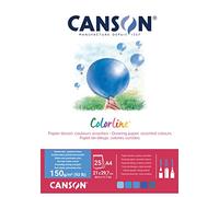 CANSON Colorline - Bloc 25 feuilles de papier dessin couleur A4 - 150g/m² - Assortiment de bleu