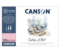 CANSON Coton d'Art - Bloc collé 1 côté 12 feuilles 10.5x15cm 300gm2 grain satin