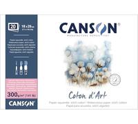 CANSON Coton d'Art - Bloc collé 4 côtés 20 feuilles 18x26cm 300gm2 grain satin