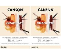 CANSON Graduate Mixed Media - Bloc 30 feuilles de papier polyvalent A5-220g/m² - Naturel (Lot de 2)