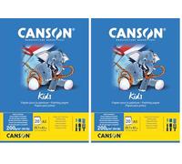 CANSON Kids Peinture - Bloc 20 feuilles A3 - Grain léger - 200g/m² - Blanc (Lot de 2)
