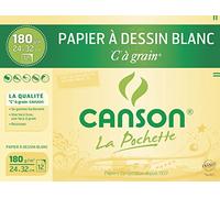 CANSON Lot de 10 Pochettes de 12 feuilles Papiers à dessin "C" à grain 320 x 240 mm 180 g
