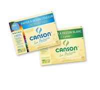 Canson Lot de 2 Pochettes Papier à dessin 12 feuilles 24 x 32 cm 1 C à grain 180g Blanc et 1 Mi-Teintes 160g Couleurs
