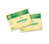 CANSON Lot de 2 Pochettes papier à dessin blanc "C" à GRAIN 24x32cm 12 feuilles 180g/m²