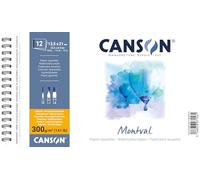 CANSON Montval - Album spiralé 12 feuilles papier aquarelle 13.5x21-300g/m² - Grain fin