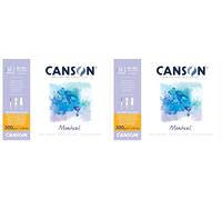 CANSON Montval - Bloc 12 feuilles papier aquarelle grain fin - 24 x 32 cm - 300g/m² - Blanc (Lot de 2)