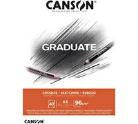 Canson - Papier à croquis Graduate Sketch 40 feuilles 96 g A3 blanc naturel | 5 pièces