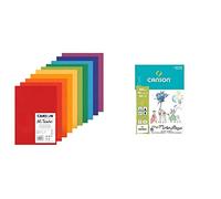 CANSON Papier MI-TEINTES® (nid-d'abeilles) - 10 feuilles A4 160g/m² Couleurs vives & Bloc 40 feuilles Mes Premiers Gribouillages - Collé 1 côté A4 160g/m²