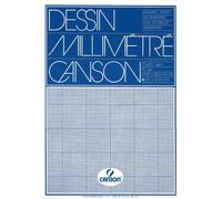 Canson - Papier millimétré bleu clair imprimé 50 feuilles 72 g A3 blanc | 10 pièces