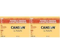 CANSON - Pochette 12 feuilles de papier dessin technique A4-160g/m² (Lot de 2)