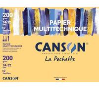 CANSON - Pochette 12 feuilles de papier multitechnique 24x32cm - 200g/m²