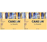 CANSON - Pochette 12 feuilles de papier multitechnique 24x32cm - 200g/m² (Lot de 2)