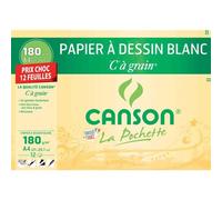 Canson Pochette 12 Feuilles Papier À Dessin "C" À Grain A4 180g Blanc