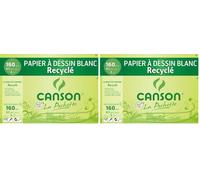 CANSON - Pochette 8 feuilles de papier dessin recy 3-160 g/m² - Blanc (Lot de 2)