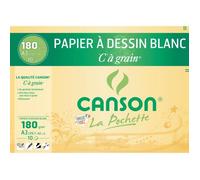 CANSON Pochette papier C à grain - 29,7 x 42 cm - 180 g - 10 feuilles - Blanc