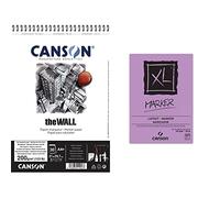 CANSON The Wall, Papier Marqueur, Extra lisse, 200gsm, 123lb, Album Spiralé Petit Côté, A4-21x29,7cm, Blanc, 30feuilles & Bloc 100 feuilles XL® MARKER - collé petit côté - A4 70g/m² - Blanc