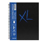 CANSON XL Art Book - Carnet spiralé 68 pages - Papier multitechnique - Grain moyen - 14,8 x 21 cm - 300g/m² - Blanc