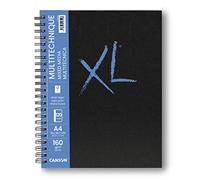 CANSON - XL Art Book - Papier Multitechnique - Grain Léger - 160g/m² - Carnet Spiralé - A4-21x29-7cm - Blanc - 60 Feuilles