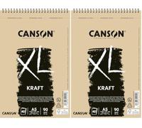 CANSON XL Kraft - Album 40 feuilles de papier kraft ligné et coloré A5 90g/m² (Lot de 2)