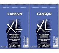 CANSON XL Mixed Media Textured - Album spiralé 15 feuilles A5 300g/m² - Blanc (Lot de 2)