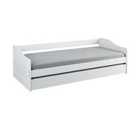 CANTARI - Lit Gigogne 90x190cm en Pin Massif Coloris Blanc