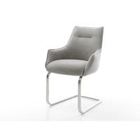 Cantilever Alja-Flex avec accoudoirs tissu structuré doux gris pied cantilever plat acier inoxydable resorts ensachés
