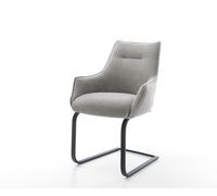 Cantilever Alja-Flex avec accoudoirs tissu structuré doux gris pied cantilever plat noir resorts ensachés
