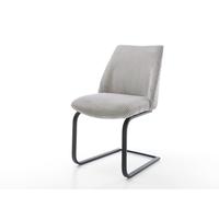 Cantilever Elso-Flex côtelé gris argenté pied cantilever plat noir ressorts ensachés