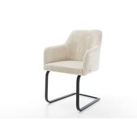 Cantilever Greg-Flex côtelé beige vintage pied cantilever plat noir ressorts ensachés