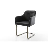 Cantilever Greg-Flex cuir de vache noir pied cantilever plat aspect titane ressorts ensachés