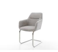 Cantilever Pejo-Flex côtelé gris argenté pied cantilever plat acier inoxydable brossé ressorts ensachés