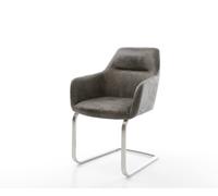 Cantilever Pejo-Flex microvelours gris antique pied cantilever plat acier inoxydable brossé ressorts ensachés