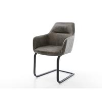 Cantilever Pejo-Flex microvelours gris antique pied cantilever plat noir ressorts ensachés