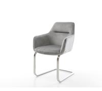 Cantilever Pejo-Flex velours gris pied cantilever plat acier inoxydable brossé ressorts ensachés